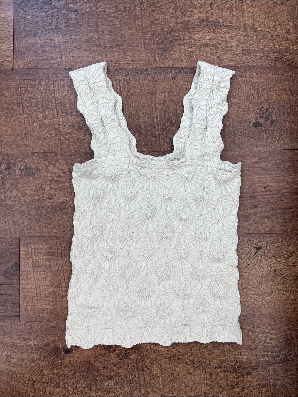 Ivory Square neck Tank Top Floral Design
